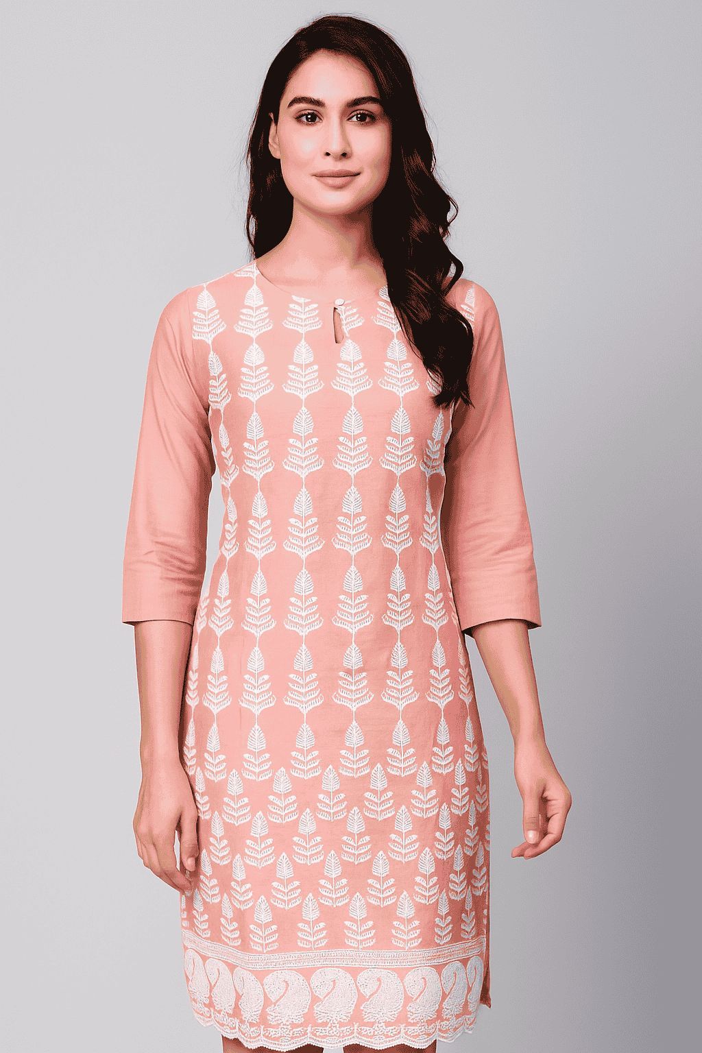 Shree Shanti Selection - White & Pink Kurti